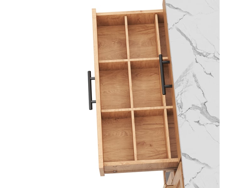 Îlot de cuisine mobile 138x70x90 cm plateau rabattable mdf naturel - Conforama D