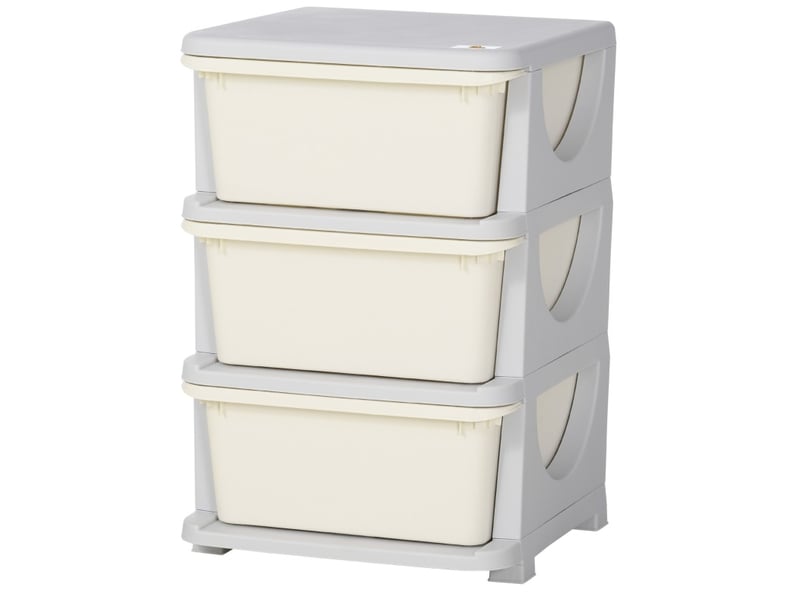Meuble de rangement enfant 37 x 37 x 56,5 cm – blanc crème – 3 tiroirs amovibles avec assise pratique - Conforama A