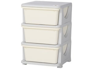 Meuble de rangement enfant 37 x 37 x 56,5 cm – blanc crème – 3 tiroirs amovibles avec assise pratique