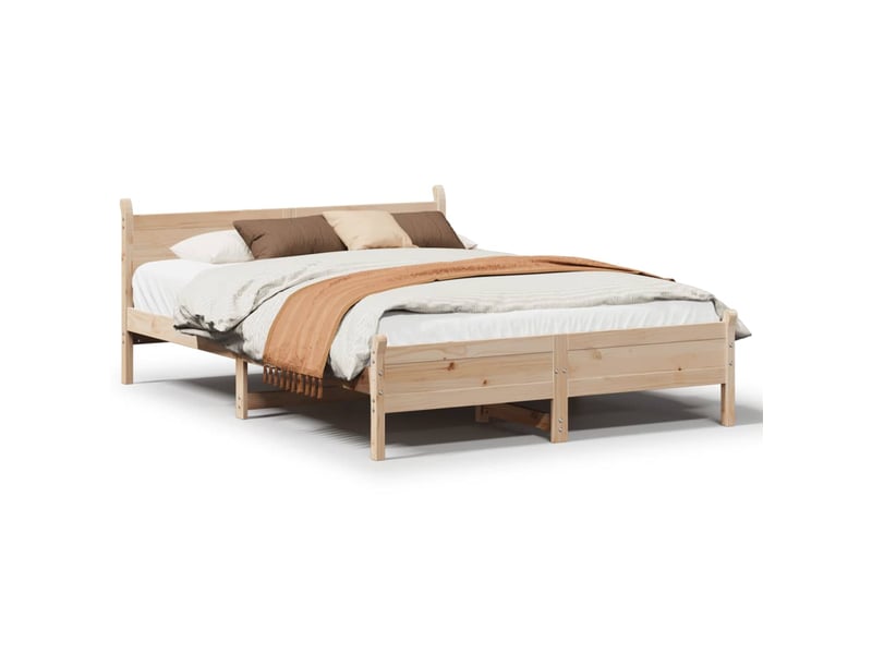 Lit double- lit adulte - cadre de lit sans matelas 150x200 cm bois de pin massif - Conforama A