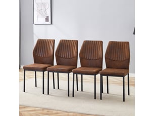 Lot de 4 chaises de salle à manger ergonomiques  - pieds antidérapants, tissu et métal - marron noir