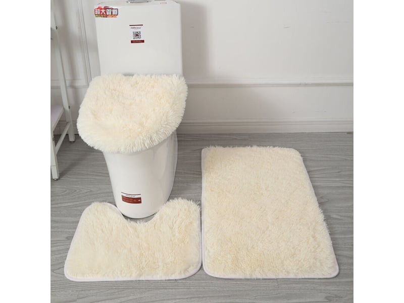  Tapis salon salle de bain cuisine chambre antidérapant, beige, ensemble de trois pièces = en forme de u 40  50 + housse 45  50 + paillasson 50  80,  - Conforama A
