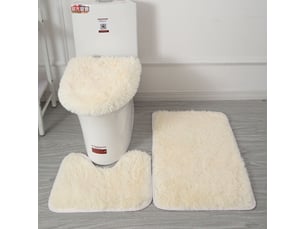Tapis salon salle de bain cuisine chambre antidérapant, beige, ensemble de trois pièces = en forme de u 40  50 + housse 45  50 + paillasson 50  80,
