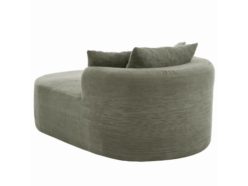  Fauteuil relax ovale 170x112,5x83 cm vert en velours côtelé, assise profonde de 122 cm sans montage  - Conforama E