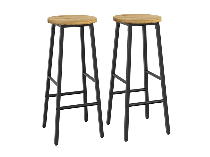 Lot de 2 barhocker avec repose-pieds doubles et pieds réglables, assise en bois - Conforama A