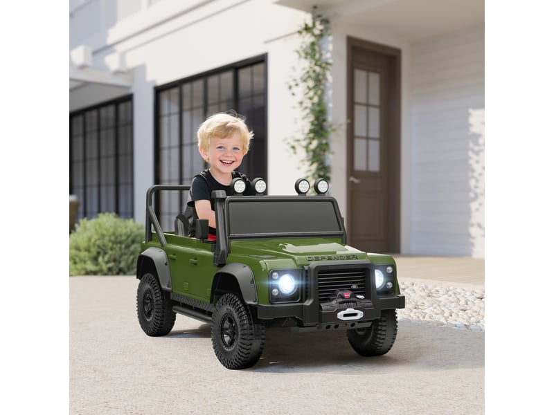  Voiture électrique pour enfants, fonctionne sur batterie 12 v, télécommande, fonction musicale, klaxon, lumières led, verte  - Conforama D