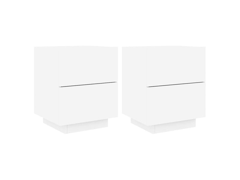 Lot de 2 tables de chevet - cabinet de chevet - table de nuit et lumières led blanc bois d'ingénierie - Conforama A