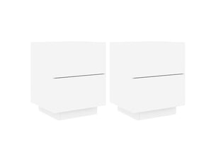 Lot de 2 tables de chevet - cabinet de chevet - table de nuit et lumières led blanc bois d'ingénierie