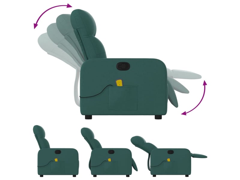  Fauteuil de relaxation tv fonction d'inclinaison manuelle en tissu vert foncé dec027123  - Conforama D