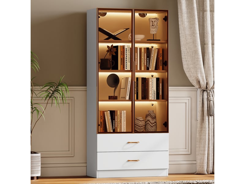  Meuble de rangement salle de bain - rangement compact - mdf - blanc - 75 x 34.5 x 170 cm - pose libre - salle de bain toilettes LY316206AAA - Conforama D