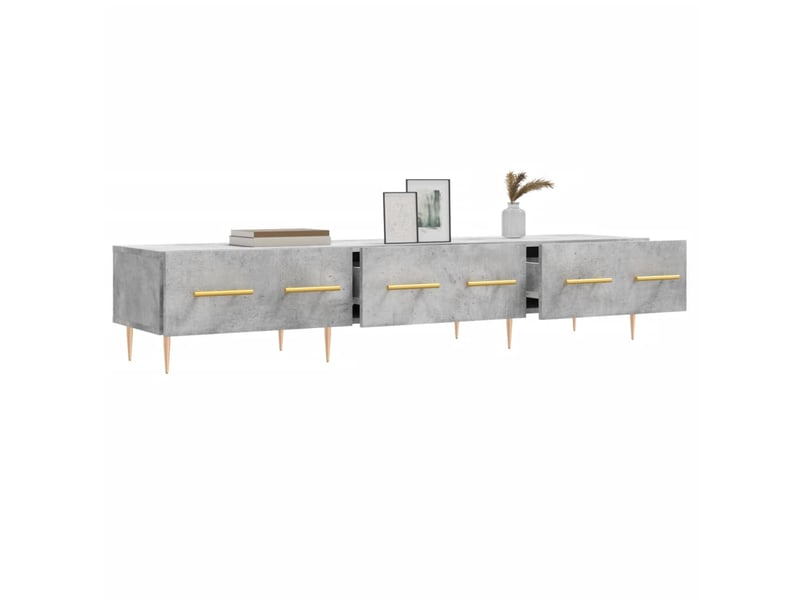  Meuble tv - banc tv - meuble de rangement gris béton 150x36x30 cm bois d'ingénierie  - Conforama D