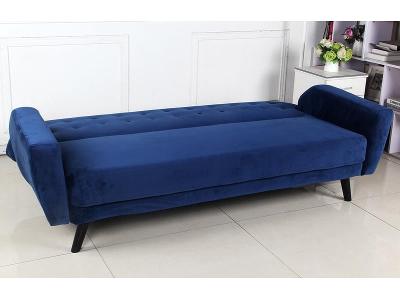  Canapé droit convertible scandinave helios velours bleu Helios - Conforama D