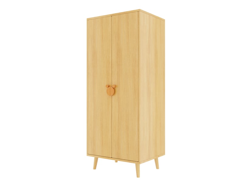  Armoire enfant 2 portes 70x55x170 cm coloris bois clair avec penderie  - Conforama A
