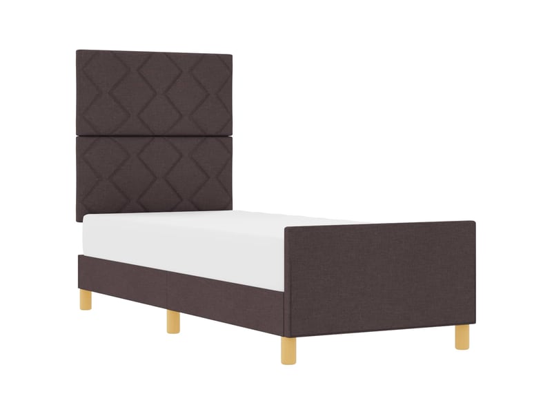  Lit simple- lit adulte -  cadre de lit avec tête de lit marron foncé 80 x 200 cm tissu  - Conforama A