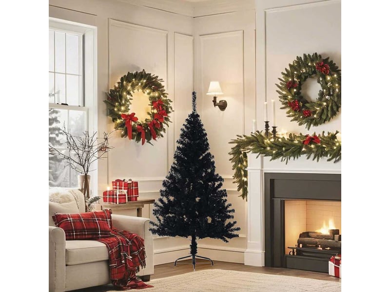  Demi sapin de noël - arbre de noël artificiel avec support noir 150 cm pvc  - Conforama C