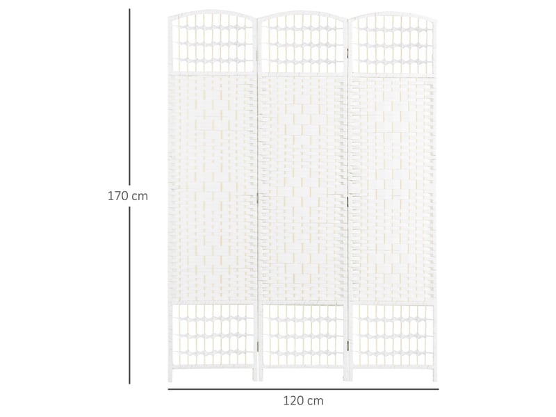  Paravent intérieur en bois séparateur de pièce cloison pliable 3 panneaux blanc 120 x 170 cm  - Conforama C