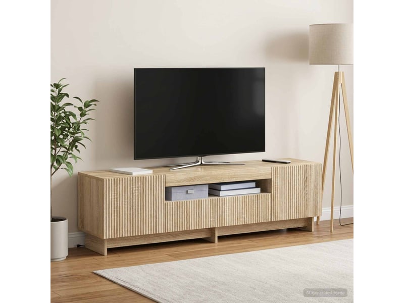  Meuble tv - banc tv - meuble de rangement led chêne sonoma bois d'ingénierie  - Conforama D