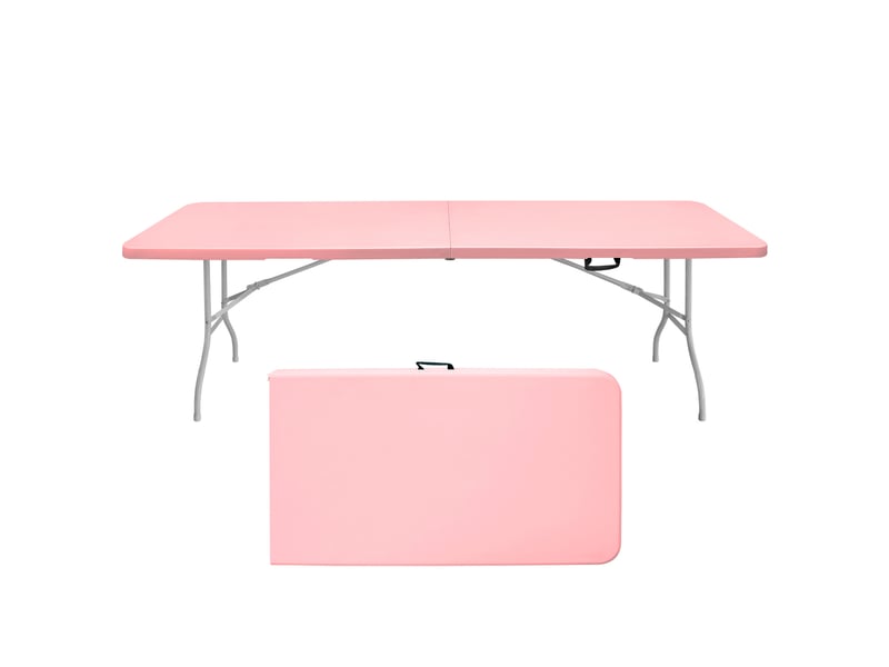  Table pliante portable 244x76 cm – rose – poignée de transport – capacité de charge 135 kg – rangement compact  - Conforama A