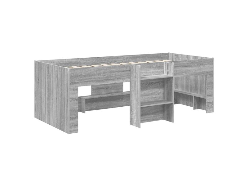  Cadre de lit élevé pour enfants - lit jeune sonoma gris 90 x 190 cm  - Conforama D