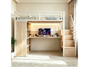Lit mezzanine 90x200 cm <strong>ZOVIRA</strong> <strong></strong> coloris blanc