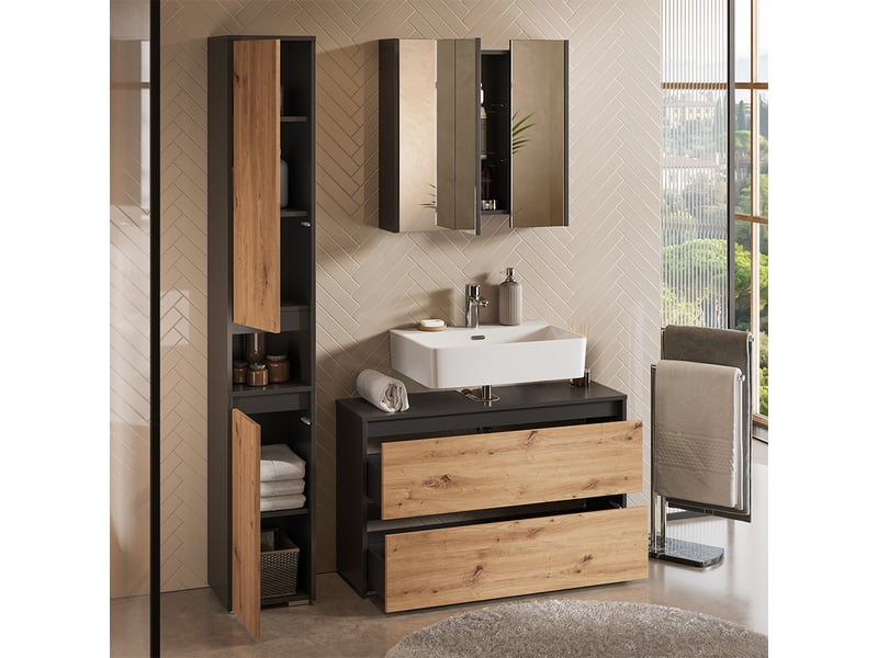Vicco meubles bain, anthracitechêne artisan, 3 pièces - Conforama E