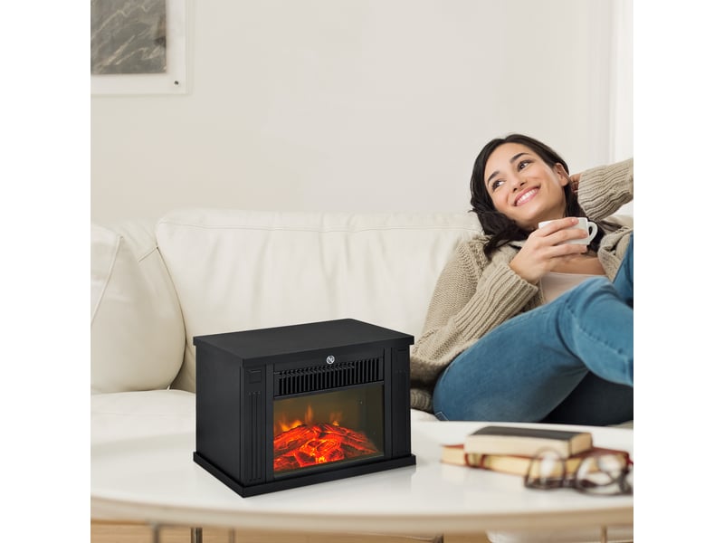  Cheminée électrique poêle noire, style contemporain, thermostat 600 ou 1200 w  - Conforama D
