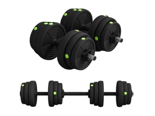 Set d’haltères 2 en 1 25 kg réglable noir et vert