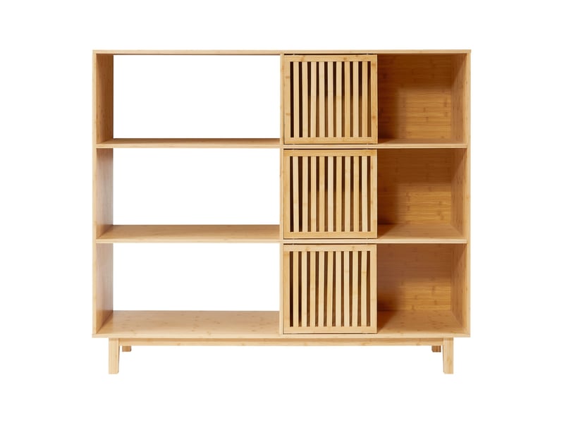Bibliothèque 128 x 147 x 39 cm bambou naturel 03_0009004  - Conforama D