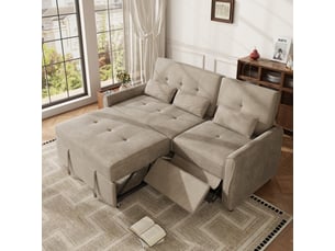 Canapé droit convertible <strong></strong> <strong>OMNIGLINT TRADING LTD</strong> 3 places Tissu marron