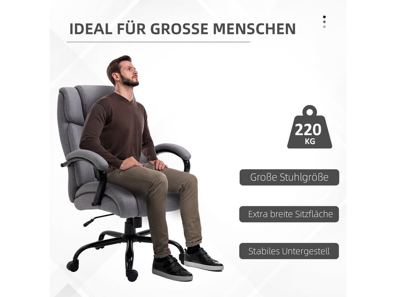  Chaise de bureau ergonomique,72,5x83x110-118 cm,avec roulettes,gris clair  - Conforama E
