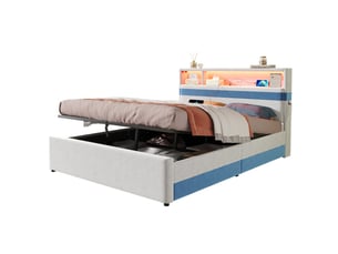 Lit avec rangement 140x200 cm SWEIKO   coloris bicolore