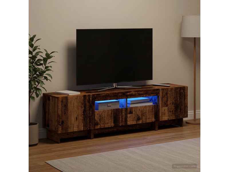  Ensemble de 3 meubles tv led ede bois ancien bois d'ingénierie  - Conforama C