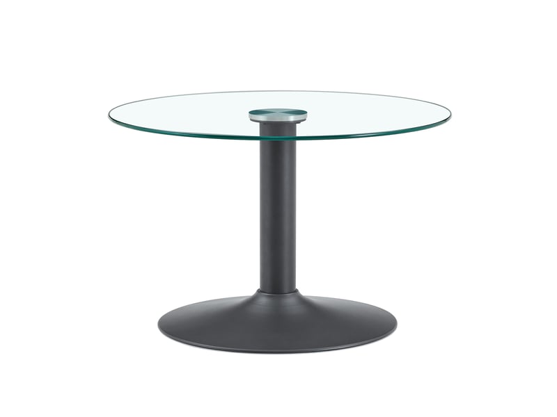 Table basse ronde fixe en verre de sécurité trempé avec piètement en métal stable pour salon noir 70 × 70 × 45 cm - Conforama A