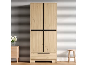 Armoire de cuisine garde-manger 80x35x180 cm - 1 tiroir - étagères réglables - rangements de portes - mdf - bois naturel