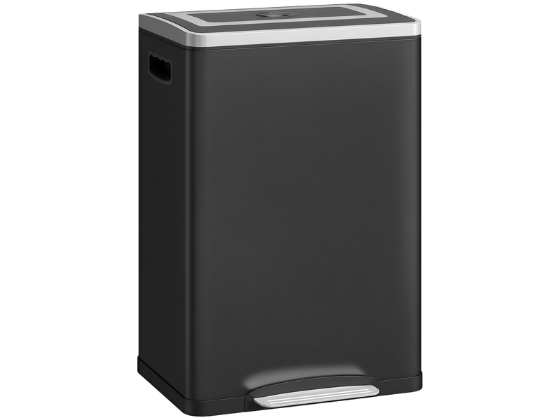  Poubelle de cuisine à pédale 2x20l en acier inoxydable noir 40x34,8x59 cm  - Conforama A