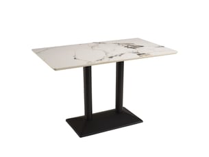 Icare - ensemble n°1: table bistrot rect. 120x70cm en céramique marbré clair