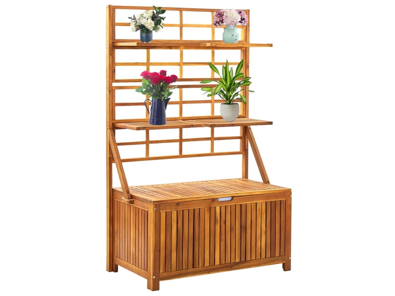  Boîte de rangement avec treillis 99 x 55 x 160cm bois acacia solide 02_0012996  - Conforama A