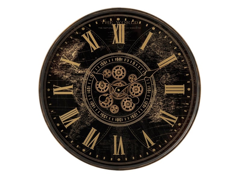 Horloge murale ronde en métal gaspar 60cm noir  - Conforama A