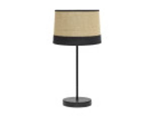 Fabrilamp tietar lampe à poser noire et écrue en toile de jute et lin rayé, 1 x e14, 44 cm