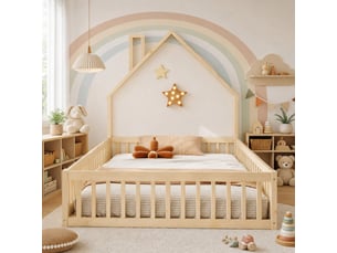 Lit cabane 140x200 cm coloris naturel
