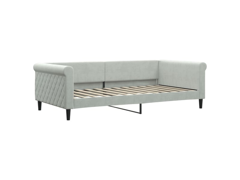  Lit simple- lit adulte -  lit de repos sans matelas gris clair 100x200 cm velours  - Conforama A
