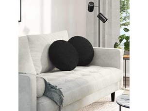 Lot de 2 coussins de siège, coussins décoratifs tissu noir ø40 x 13 cm cf59849
