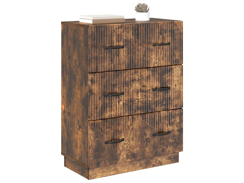  Armoire de rangement bureau, armoire à tiroirs chêne fumé 66 x 34,5 x 87 cm  - Conforama C