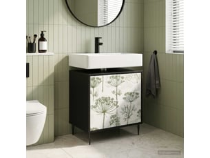 Armoire de salle de bain, meuble de rangement gotha chêne noir 60x40x61 cm