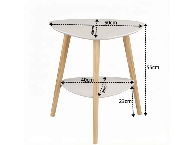  Petite table d'appoint blanche avec 2 étagères en bois massif et mdf  - Conforama C