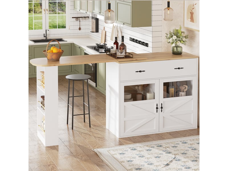  Bar blanc - 204cm table de bar blanc - Conforama E