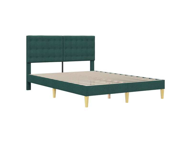  Lit double- lit adulte -  cadre de lit avec tête de lit vert foncé 120 x 190 cm tissu  - Conforama B