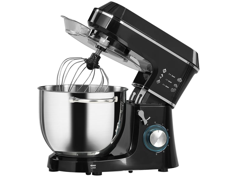 Robot pâtissier 1400 w, robot pétrin professionnel 7 l avec 6+p vitesses, crochet pétrisseur, noir - Conforama A