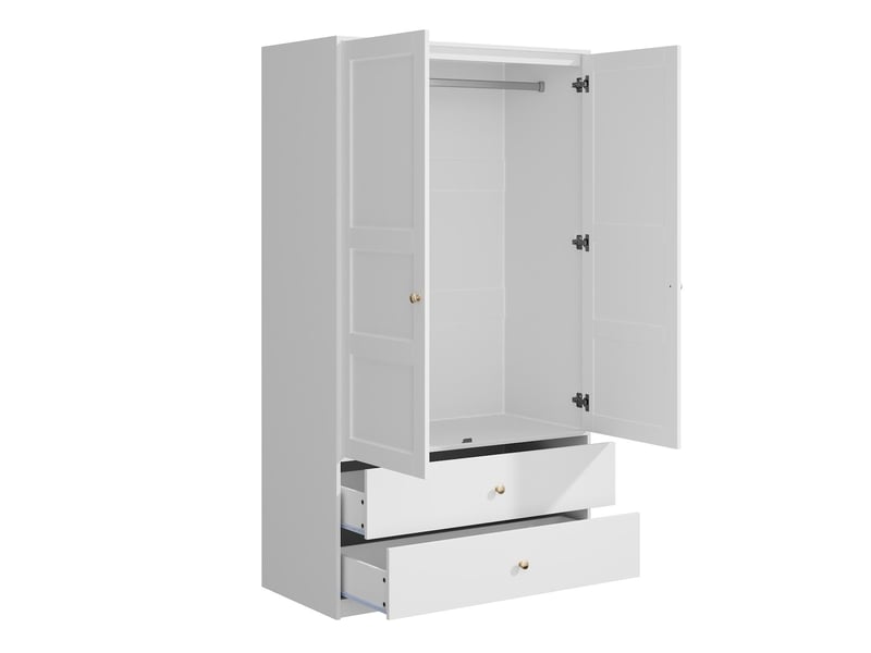  Armoire 2 portes 2 tiroirs avec tringle mdf blanc 100 x 48 x 180 cm  - Conforama B