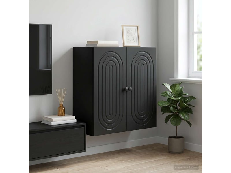  Armoire murale salon, meuble de rangement noir 59 x 31 x 60 cm bois d'ingénierie shl6198  - Conforama B